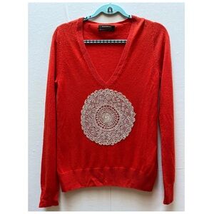 Club Monaco 100% Cashmere Red Long Sleeve Sweater Medium